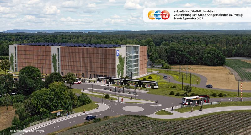 Ein Visualisierung der Park and Ride Anlage in Reutles.