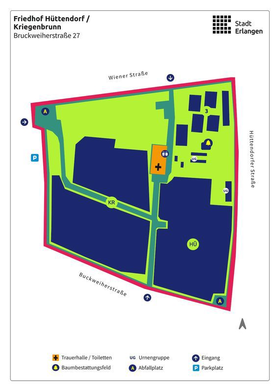 Übersichtsplan Friedhof Kriegenbrunn/Hüttendorf