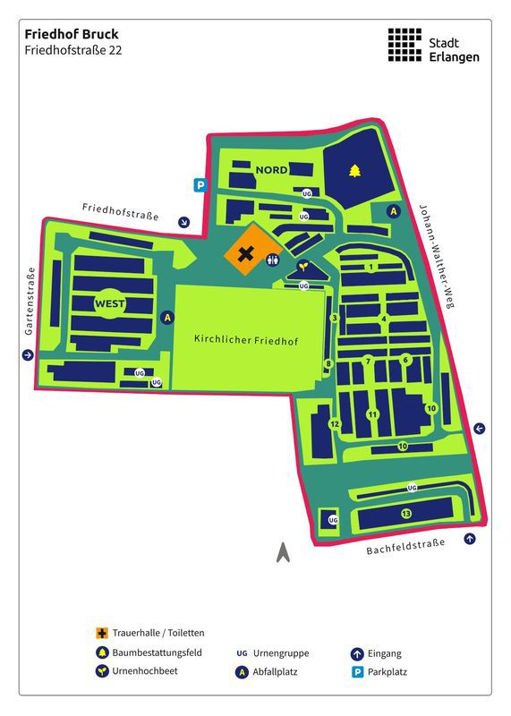 Übersichtsplan Friedhof Bruck