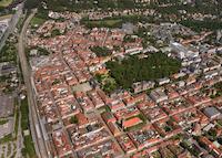 Oblique aerial view of Erlangen